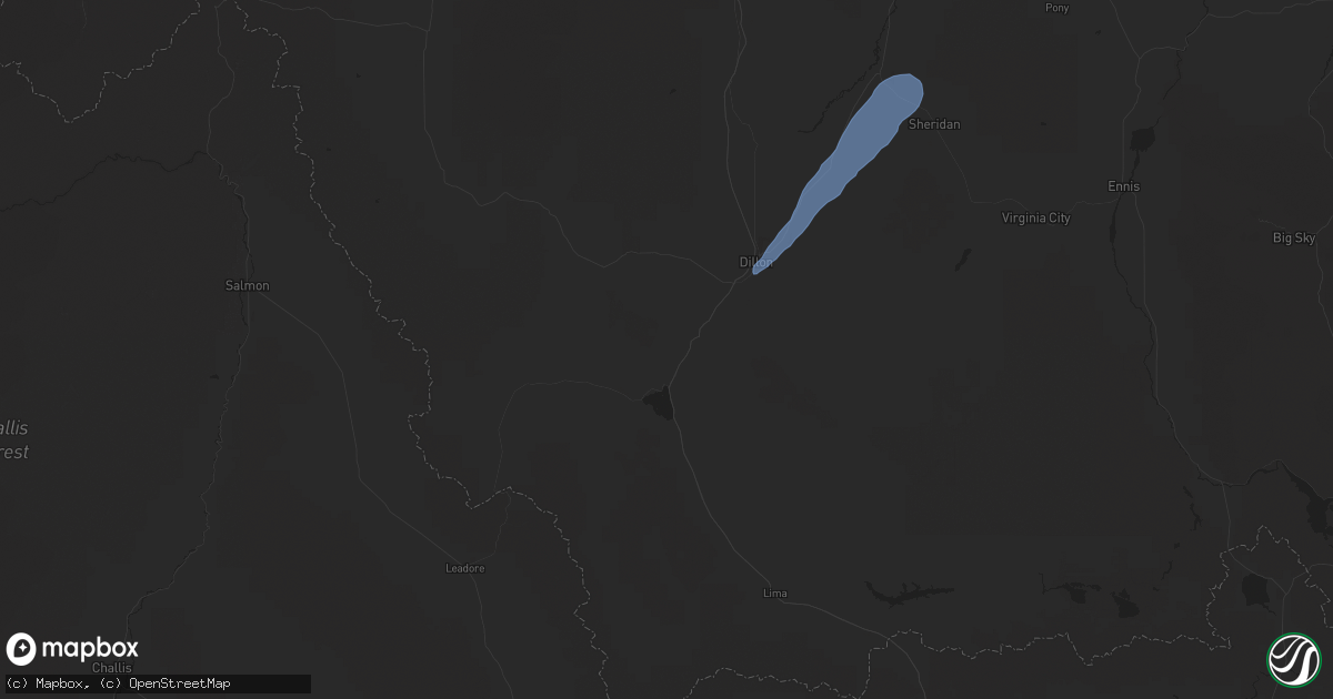 Hail map in Dillon, MT on July 2, 2025