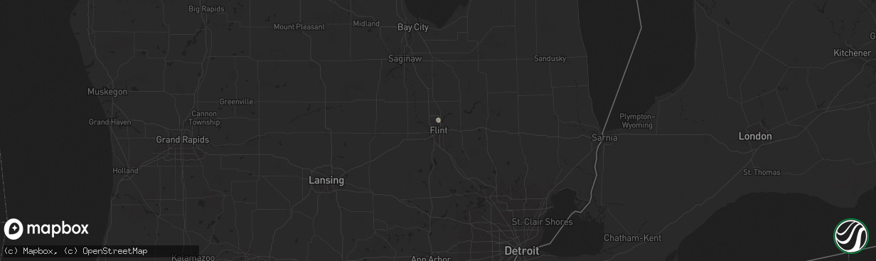 Hail map in Flint, MI on July 2, 2025