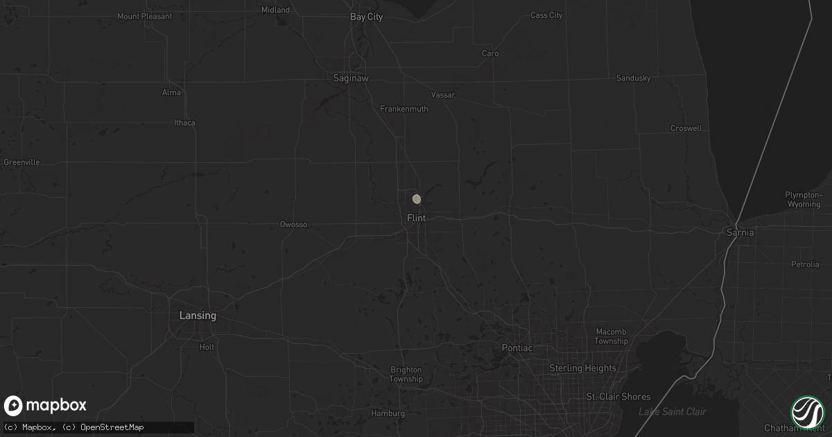 Hail map in Flint, MI on July 2, 2025
