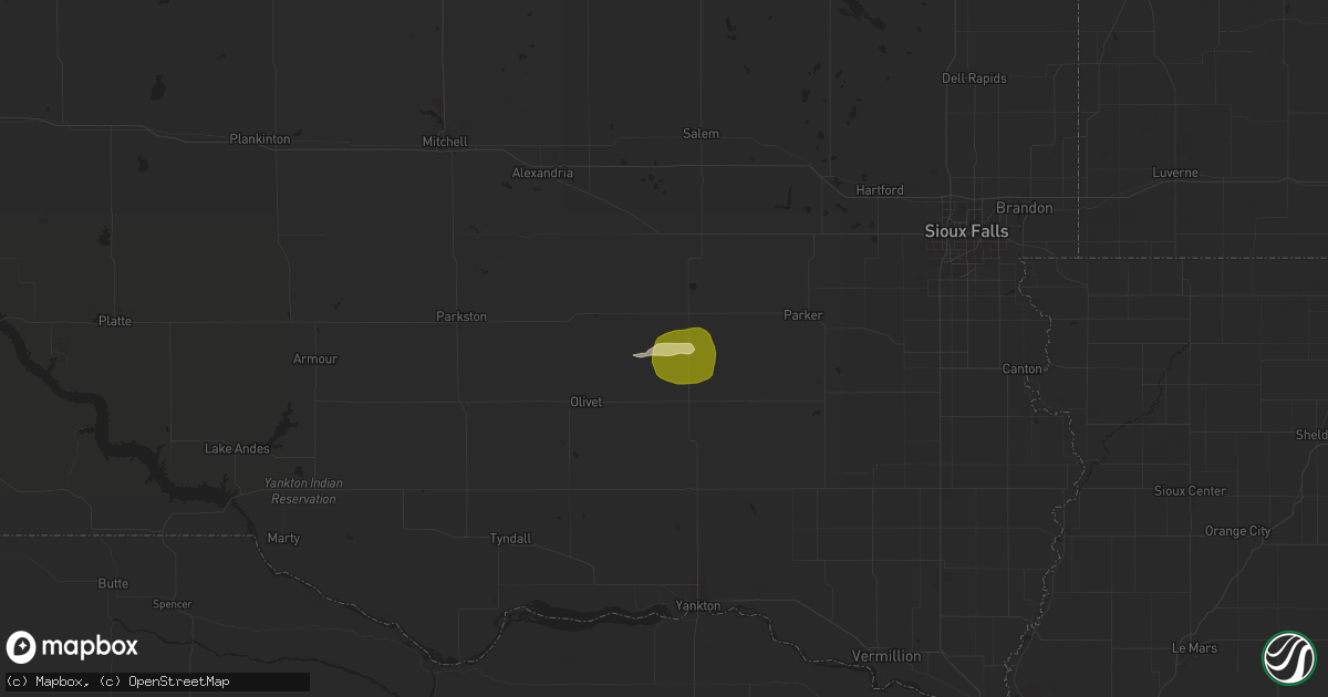 Hail map in Freeman, SD on July 2, 2025