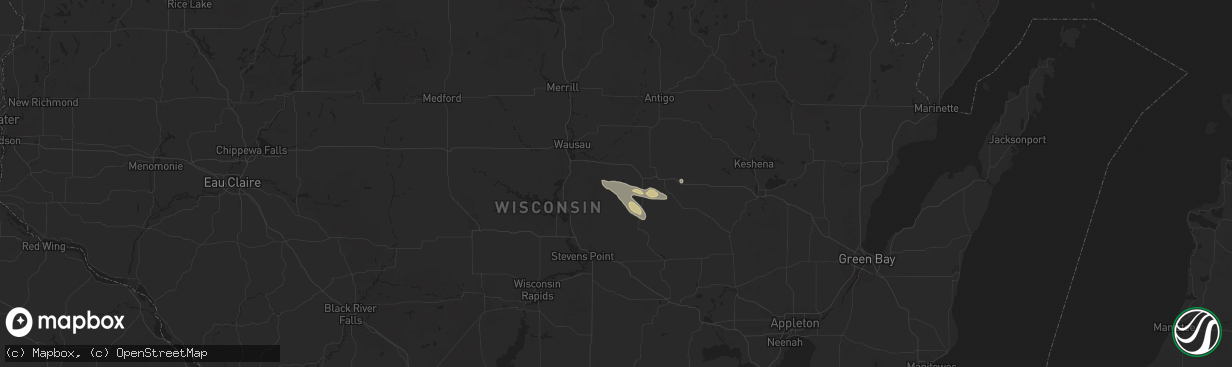 Hail map in Hatley, WI on July 2, 2025
