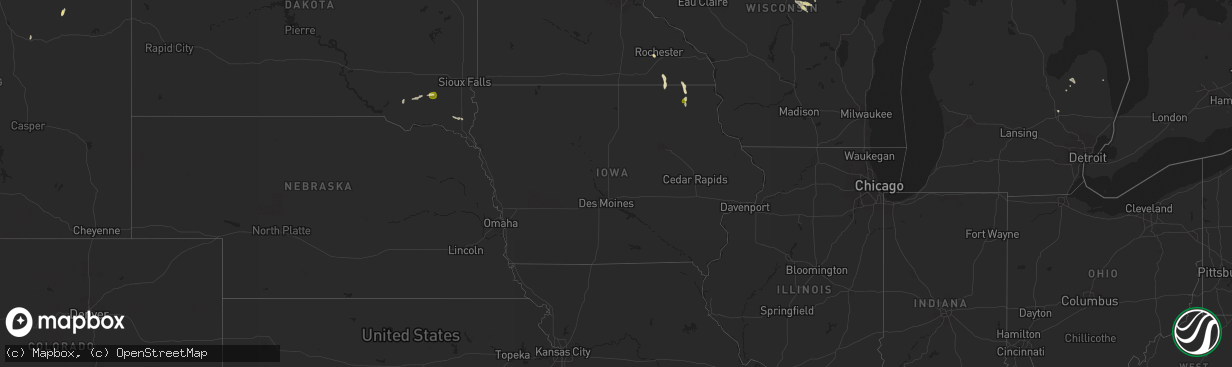 Hail map in Iowa on July 2, 2025