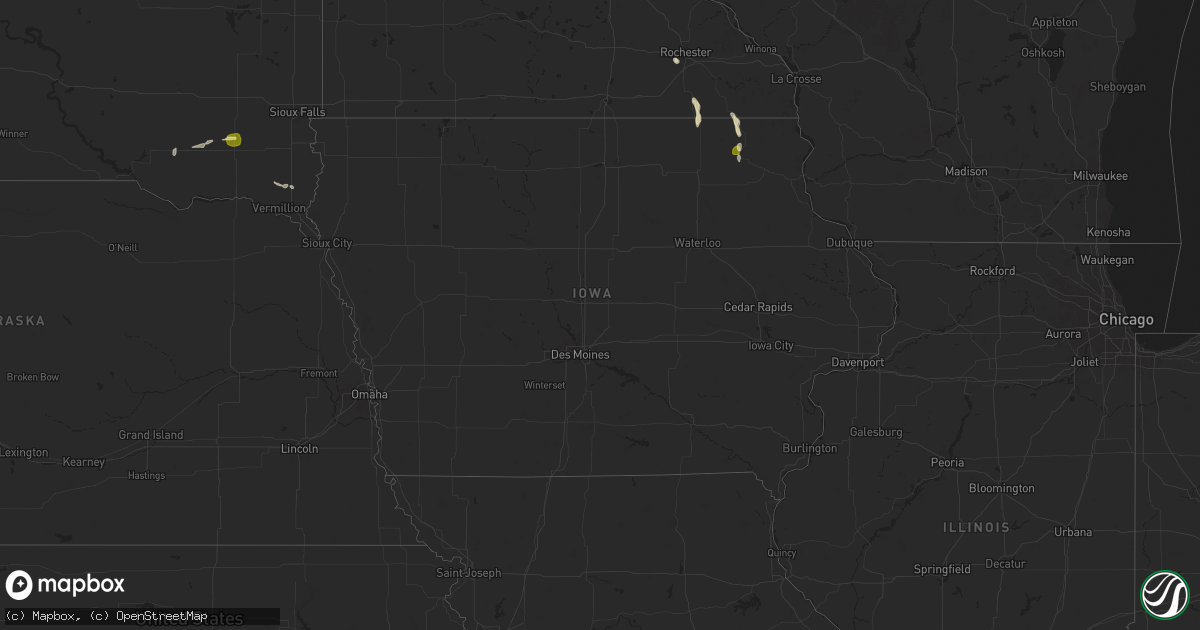 Hail map in Iowa on July 2, 2025