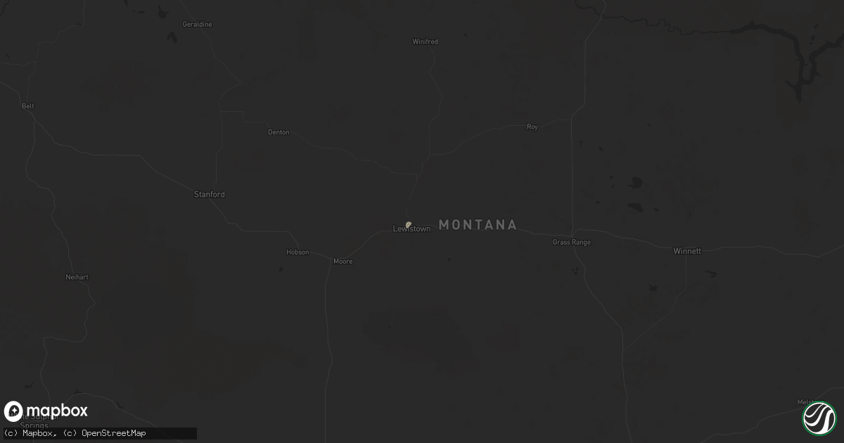 Hail map in Lewistown, MT on July 2, 2025