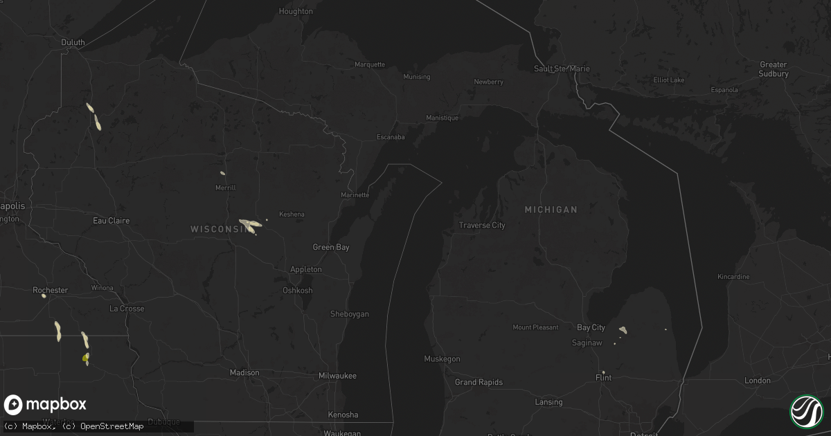 Hail map in Michigan on July 2, 2025