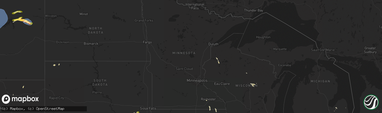 Hail map in Minnesota on July 2, 2025