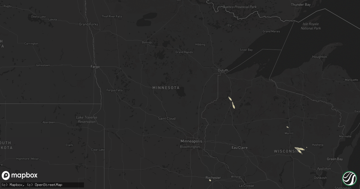 Hail map in Minnesota on July 2, 2025