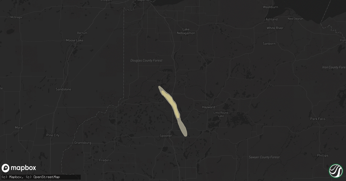 Hail map in Minong, WI on July 2, 2025