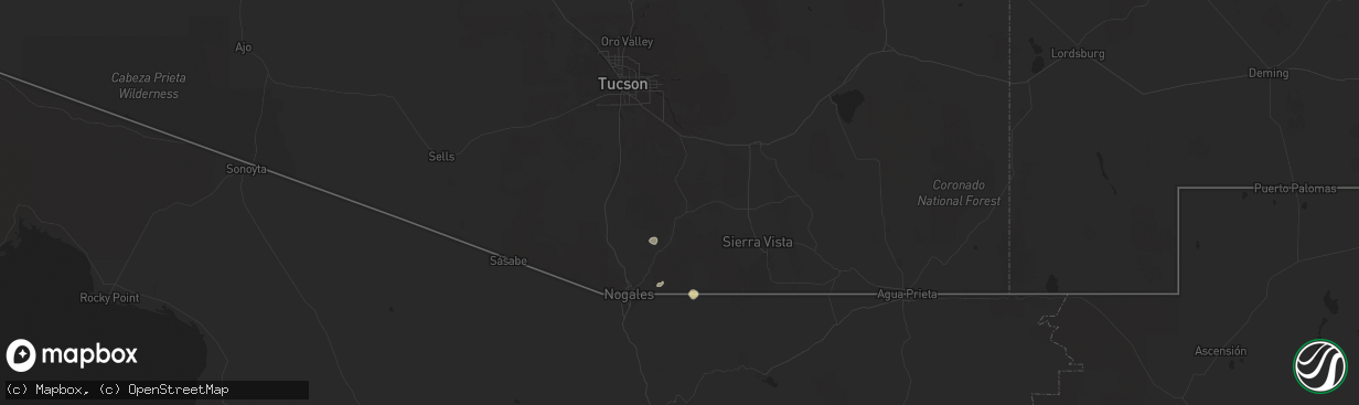 Hail map in Sonoita, AZ on July 2, 2025