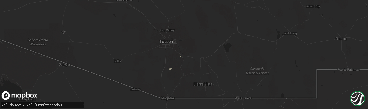 Hail map in Vail, AZ on July 2, 2025