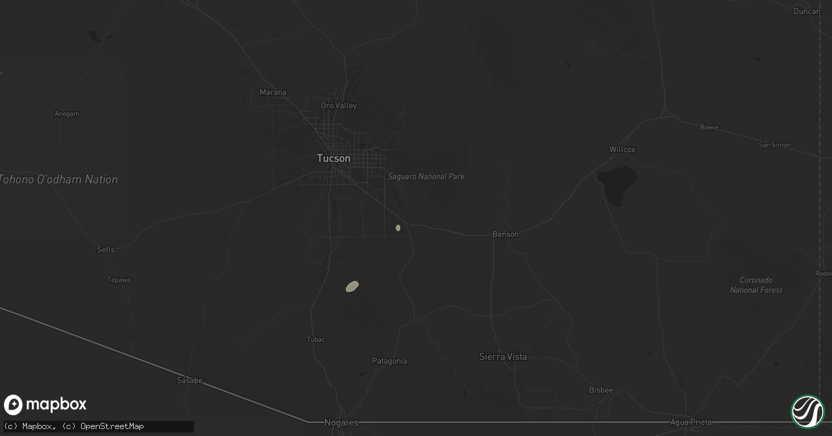 Hail map in Vail, AZ on July 2, 2025