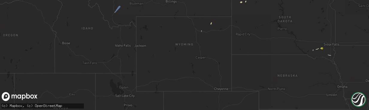 Hail map in Wyoming on July 2, 2025