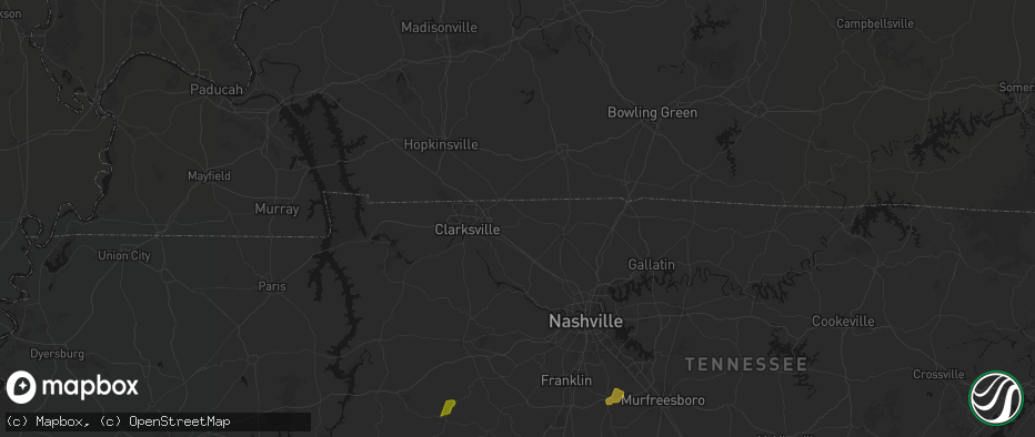 Hail map in Adams, TN on July 2, 2026
