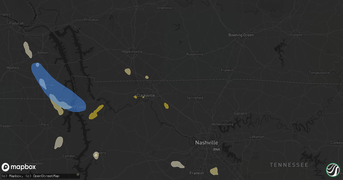 Hail map in Adams, TN on July 2, 2026