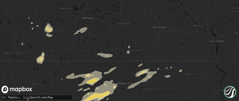 Hail map in Albert Lea, MN on July 2, 2026