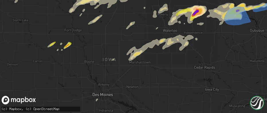 Hail map in Albion, IA on July 2, 2026