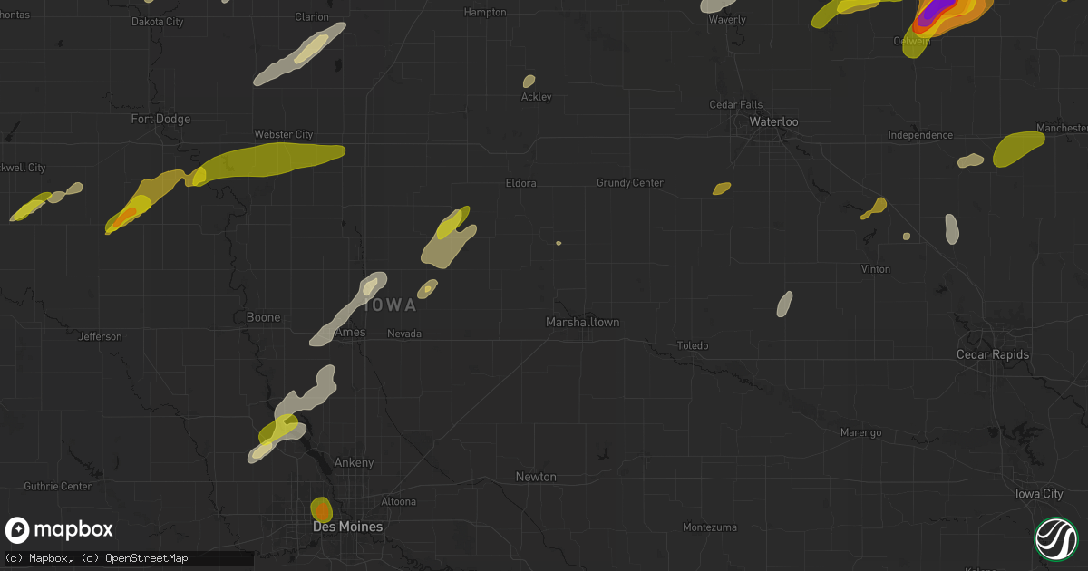 Hail map in Albion, IA on July 2, 2026