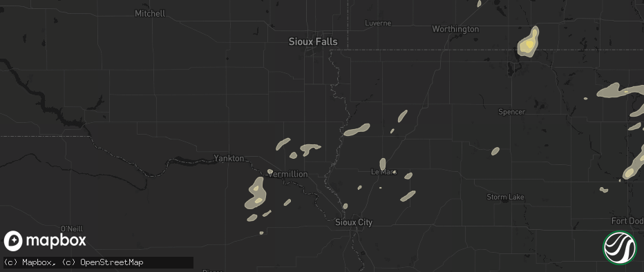 Hail map in Alcester, SD on July 2, 2026
