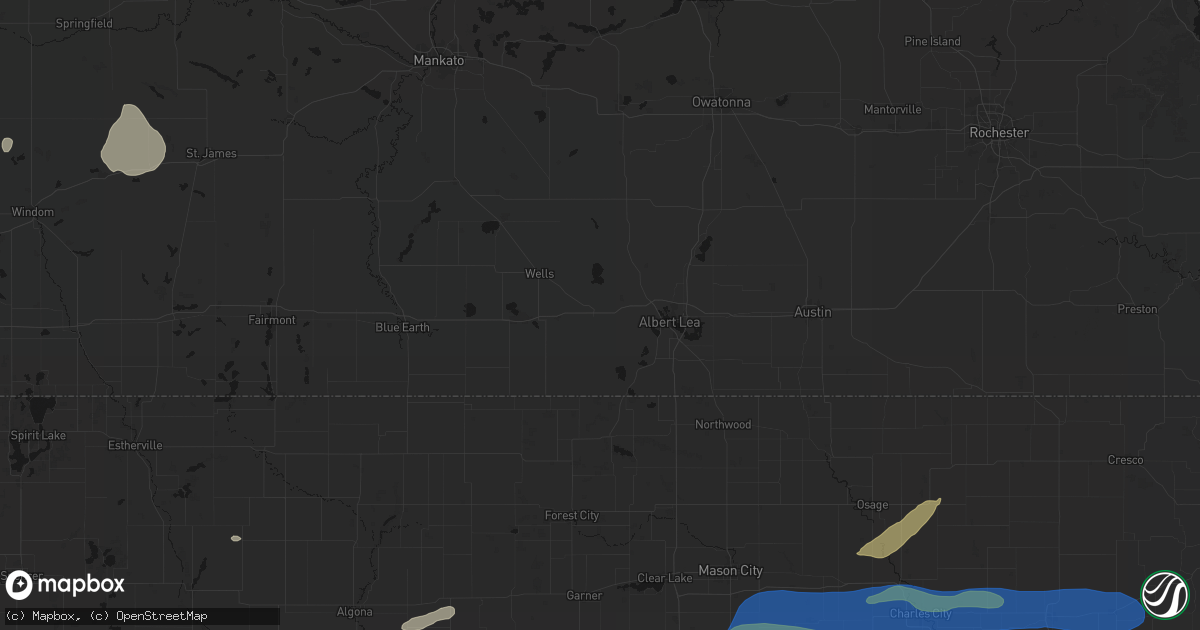 Hail map in Alden, MN on July 2, 2026