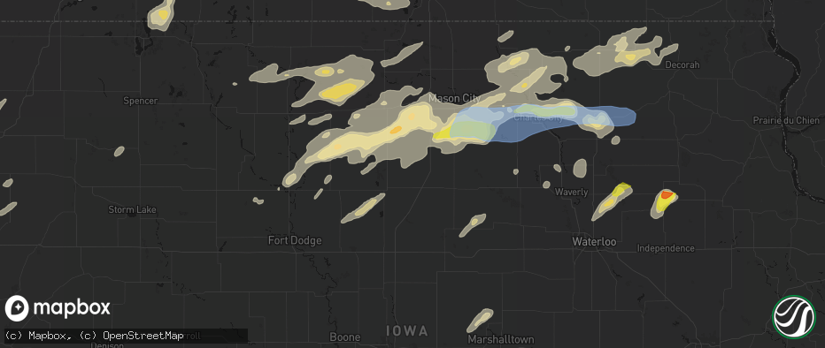Hail map in Alexander, IA on July 2, 2026