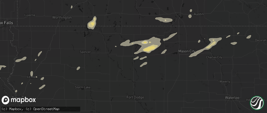 Hail map in Algona, IA on July 2, 2026