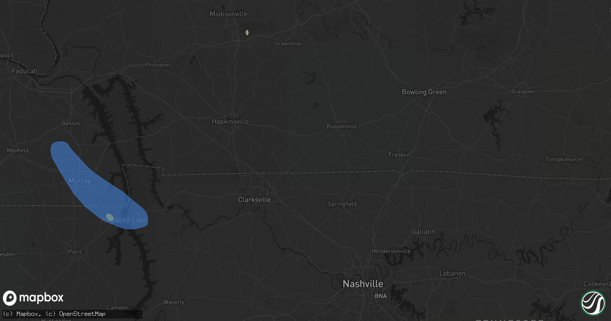 Hail map in Allensville, KY on July 2, 2026