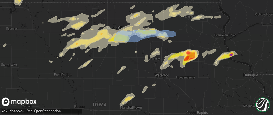 Hail map in Allison, IA on July 2, 2026
