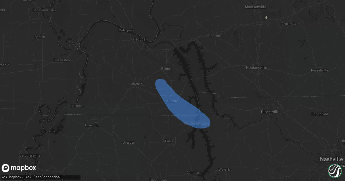 Hail map in Almo, KY on July 2, 2026