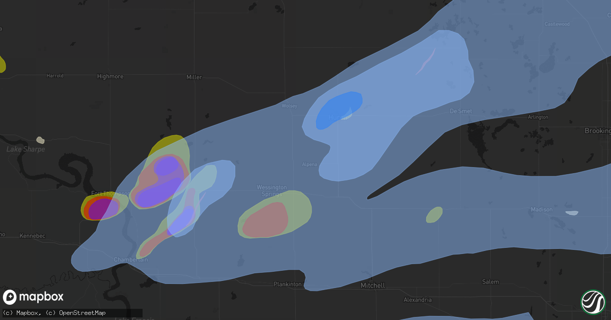 Hail map in Alpena, SD on July 2, 2026