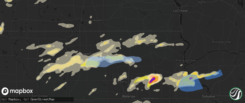 Hail map in Alta Vista, IA on July 2, 2026