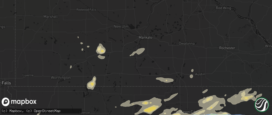 Hail map in Amboy, MN on July 2, 2026