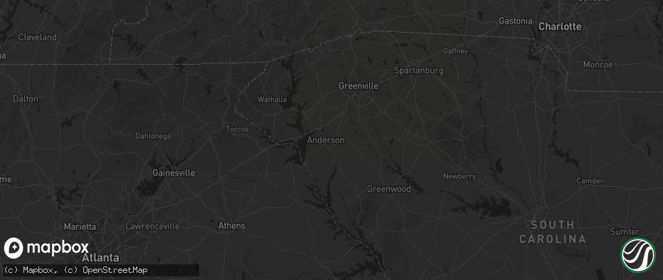 Hail map in Anderson, SC on July 2, 2026