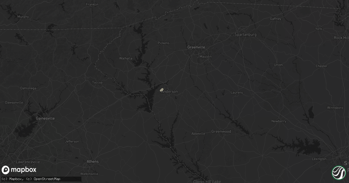 Hail map in Anderson, SC on July 2, 2026