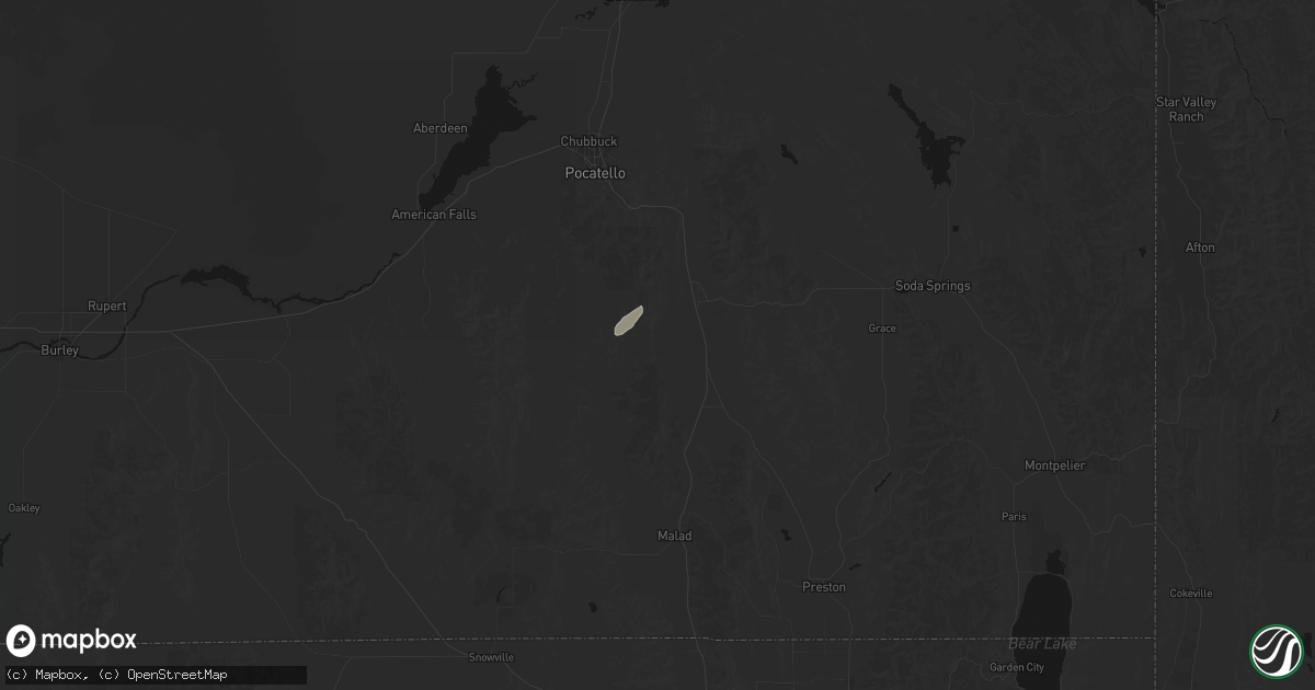Hail map in Arimo, ID on July 2, 2026