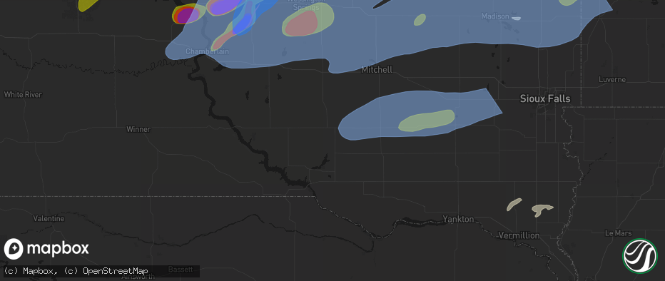 Hail map in Armour, SD on July 2, 2026