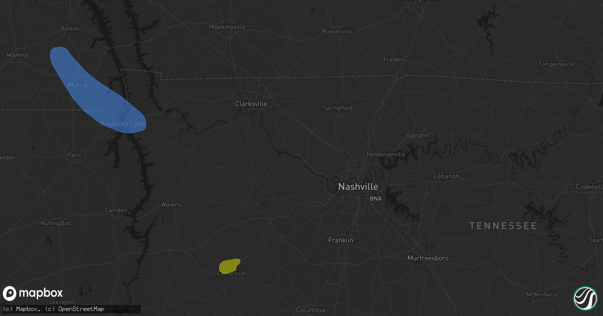 Hail map in Ashland City, TN on July 2, 2026