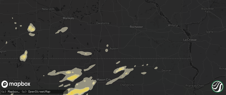 Hail map in Austin, MN on July 2, 2026