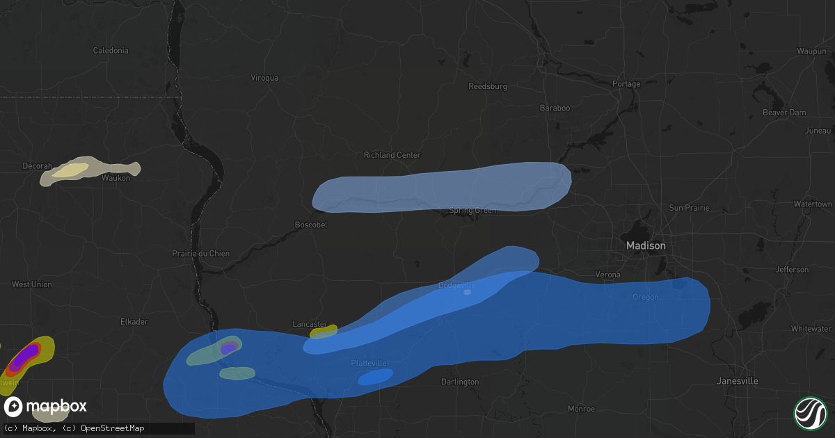 Hail map in Avoca, WI on July 2, 2026