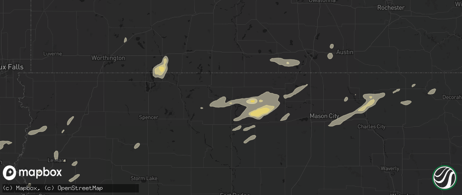 Hail map in Bancroft, IA on July 2, 2026