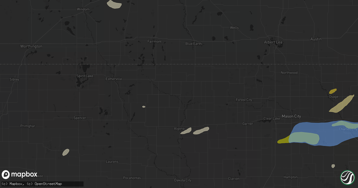 Hail map in Bancroft, IA on July 2, 2026