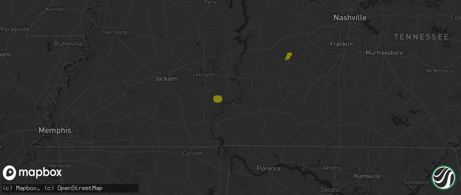 Hail map in Bath Springs, TN on July 2, 2026
