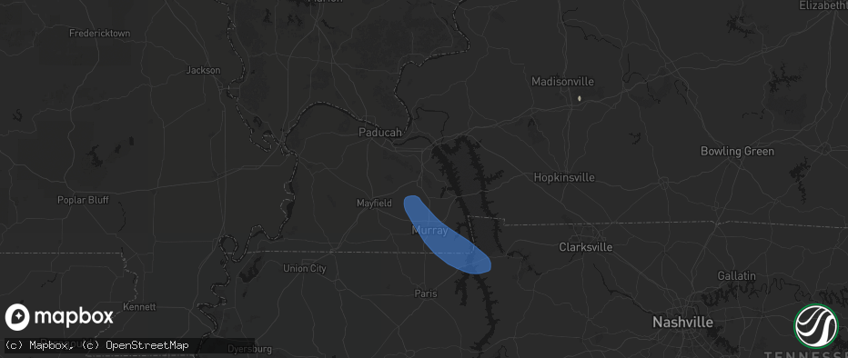 Hail map in Benton, KY on July 2, 2026