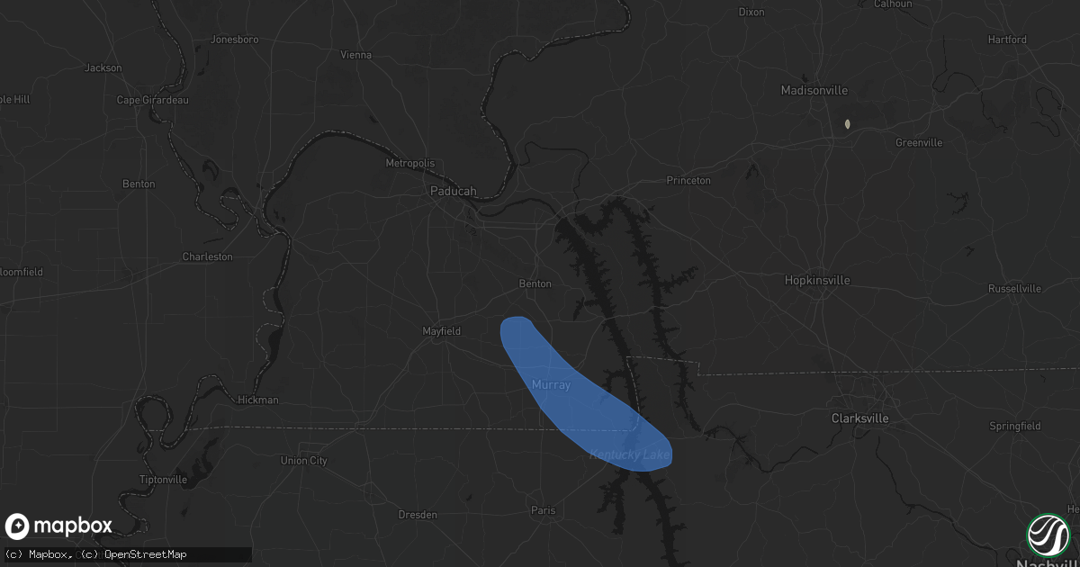 Hail map in Benton, KY on July 2, 2026