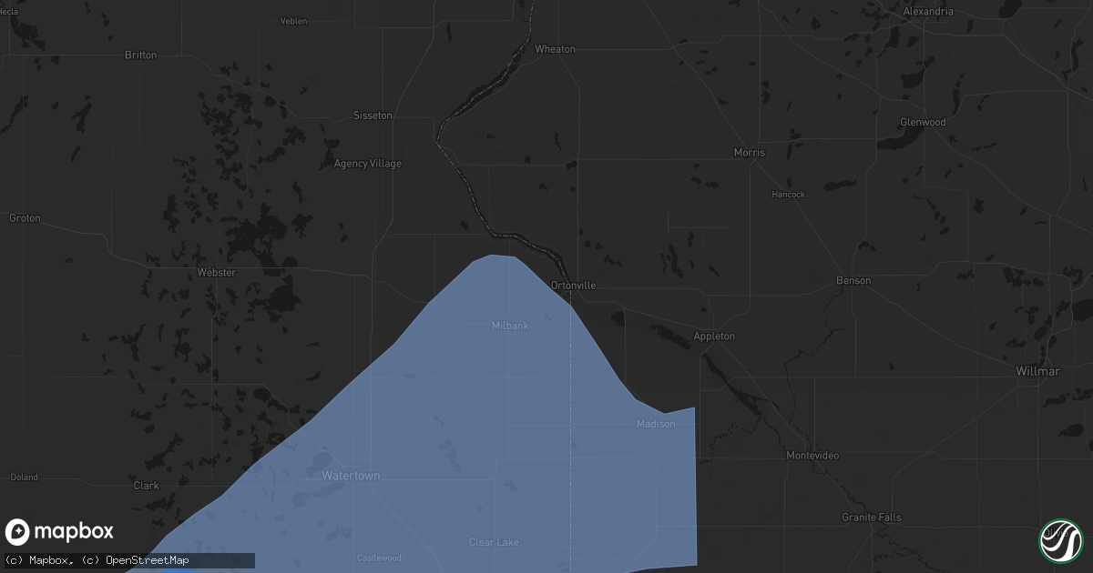 Hail map in Big Stone City, SD on July 2, 2026