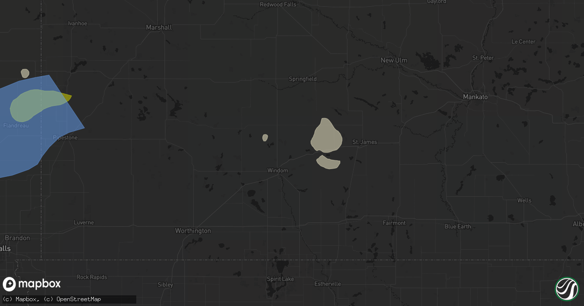 Hail map in Bingham Lake, MN on July 2, 2026