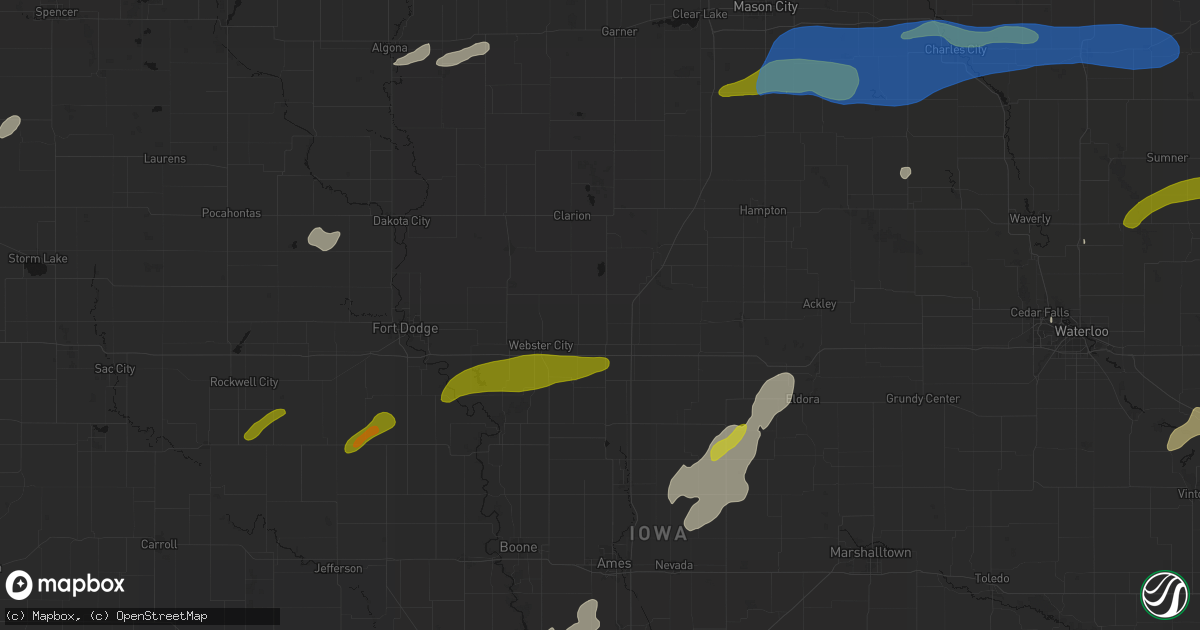 Hail map in Blairsburg, IA on July 2, 2026