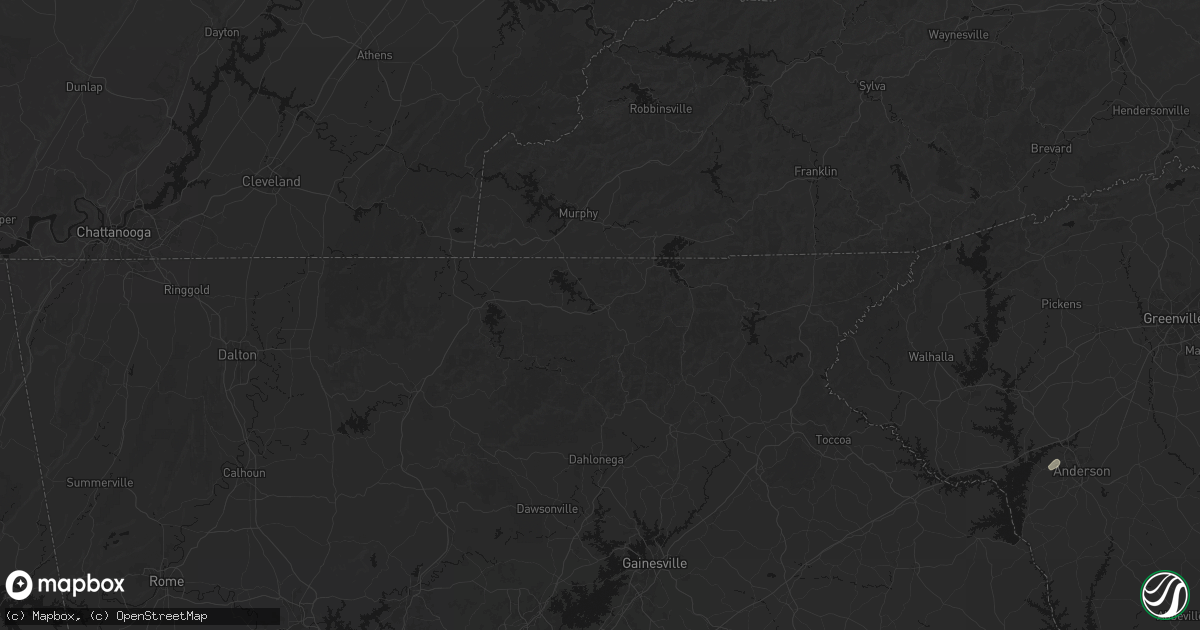 Hail map in Blairsville, GA on July 2, 2026
