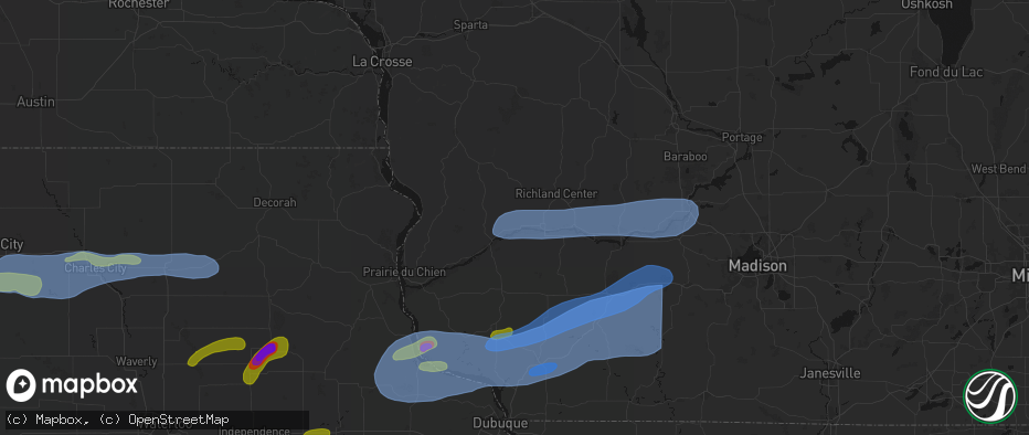 Hail map in Blue River, WI on July 2, 2026
