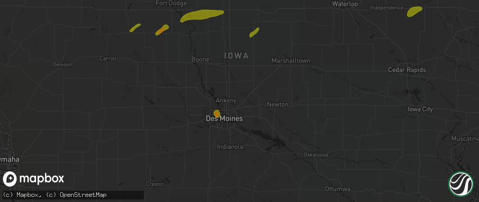 Hail map in Bondurant, IA on July 2, 2026