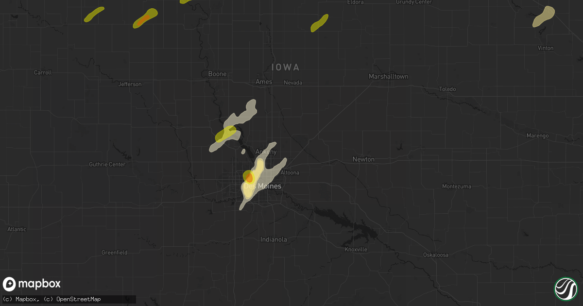 Hail map in Bondurant, IA on July 2, 2026